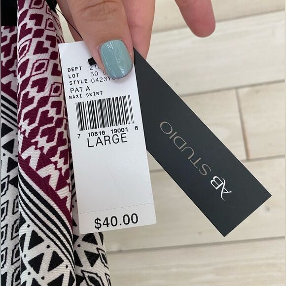 AB Studio Chevron Maxi Skirt NWT size L - Picture 2 of 5